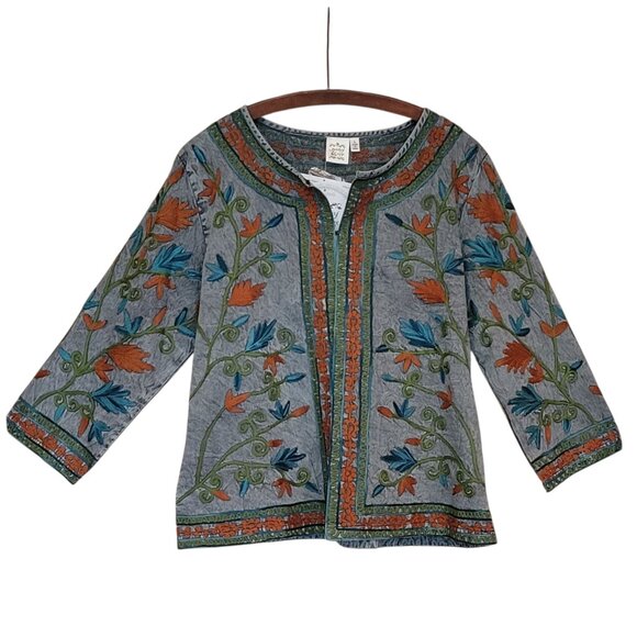 Parsley & Sage Embroidered Floral Boho Artsy Open Front Jacket NEW NWT - Picture 3 of 14